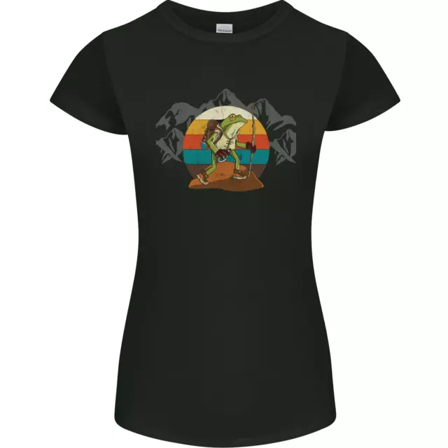 A Frog Hiking in the Mountains Trekking Womens Petite Cut T-Shirt