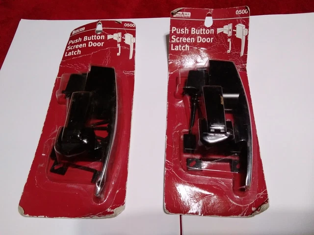 Lot of 2 Vtg. Pik-A-Nut 0500 Push Button Door Handle Screen Latch Set Metal Door