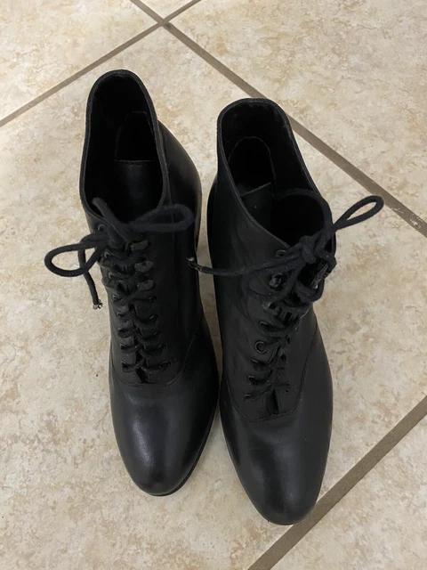 Vintage True Love Women Black Leather Shoes Size 5 1/2