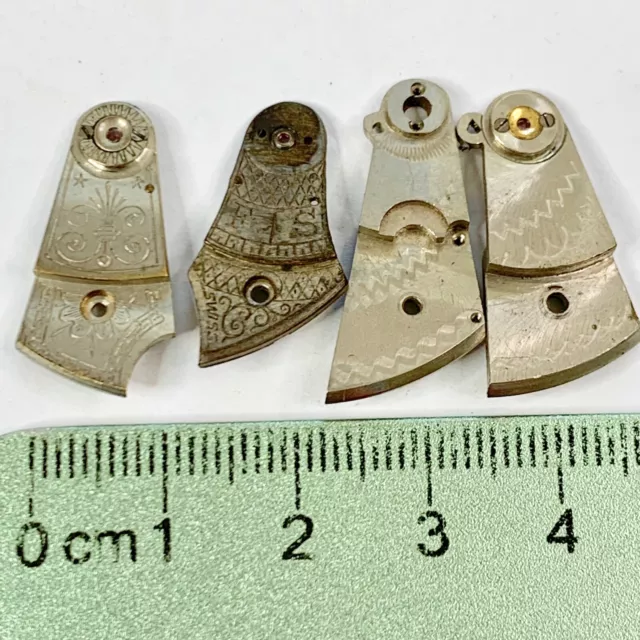 4 Balance Cock Pocket Etched Antique Vintage Watch Part Steampunk Watchmaker Lot
