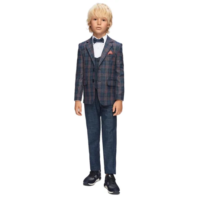 Boys Suits 6 Piece Wedding Page Boy Party Prom Suit Plaid 1 to 16 Years UK