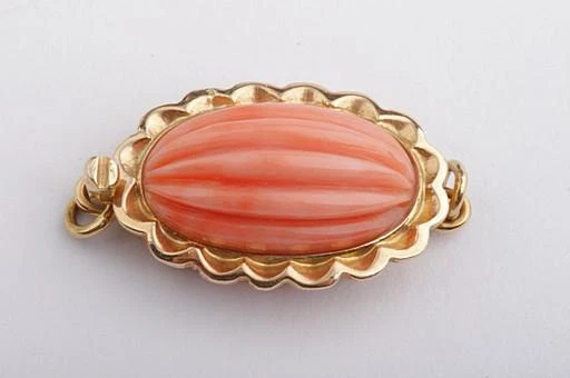 Cierre para cadena de coral Cerdeña color salmón 585 oro amarillo 14K ¡Nuevo! *