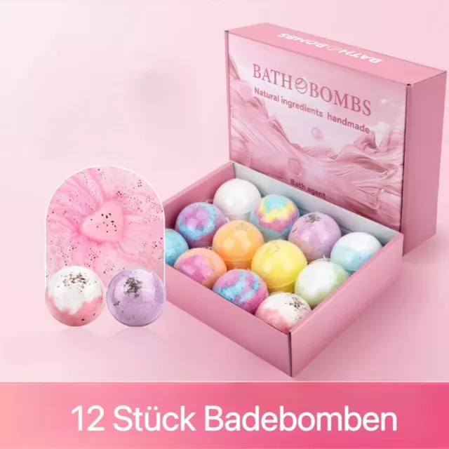 12er Set Bath Bomb Badekugeln Badesalzkugeln Spa Aromatherapie Handgemacht