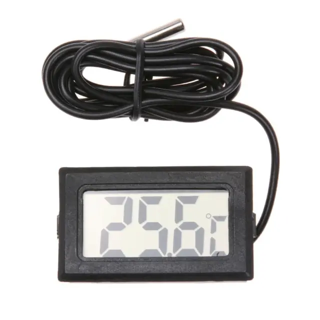 fr Waterproof Electronic Digital LCD Pet Aquarium Thermometer w/ Probe(Black)