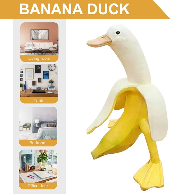BANANA DUCK STATUE Cute Peeled Banana Duck Figurines Ornaments