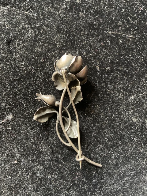 Broche Vintage Rose En Argent Massif 925 – Signée Emmanuel Célarius, Orfèvre à Strasbourg – Pièce D'occasion Pleine De Charme
