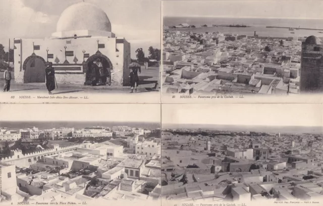 Lot de 4 cartes postales anciennes postcards TUNISIE TUNISIA SOUSSE LL 3