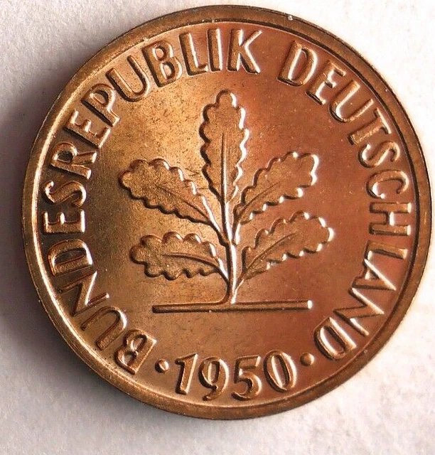 1950 J GERMANY 2 PFENNIG - PROOF- Excellent Coin - FREE SHIP - Bin #705