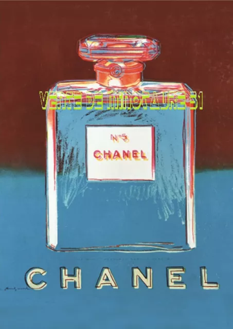 Affiche Vintage Parfum Chanel N°5 Andy Warhol (Version Jaune & Bleu)