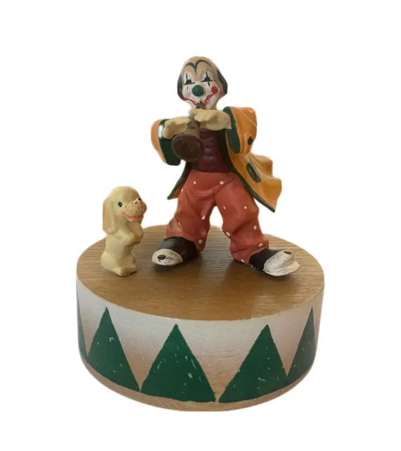 Vintage ANRI Thorens “Send In The Clowns” Music Box Clown Dog WORKS!