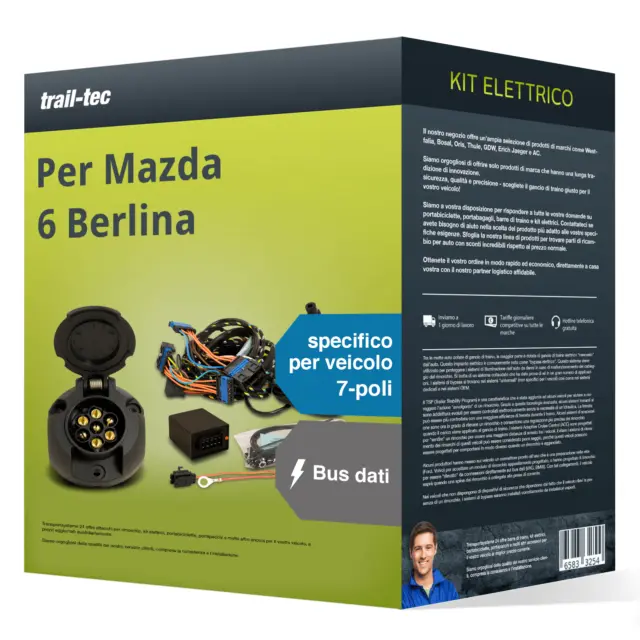 Kit elettrico specifico 7 poli adatto per MAZDA 6 Berlina 18- trail-tec Nuovo