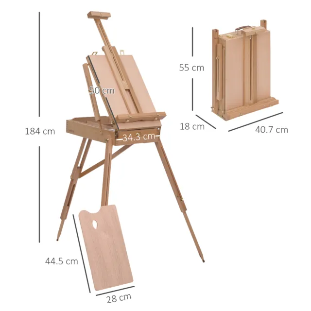 Wooden Tripod Art Easel Portable Sketch Drawing Box Artist Painting Foldable 2