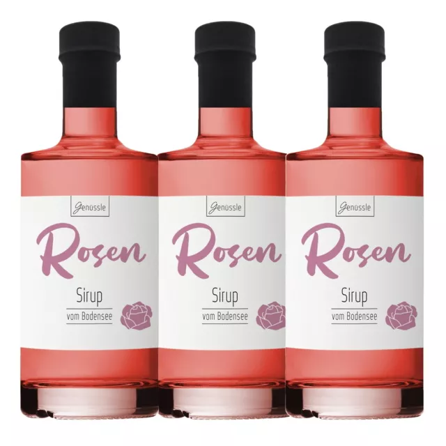 BIO Rosenblüten-Sirup-3x350ml-Genüssle Rosensirup vom Bodensee aus Rosenblüten