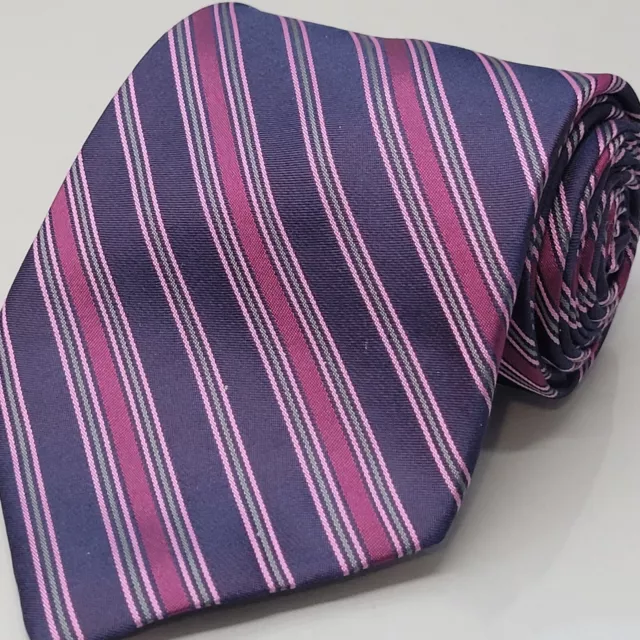Croft & Barrow 100% Silk Men’s Neck Tie Purple Striped 60x3.9 B147