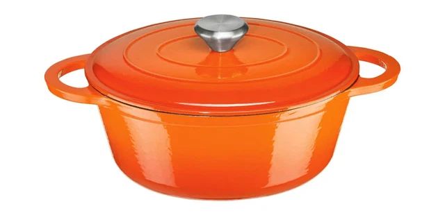 ERNESTO® Gusseisen-Bräter Ø 25 cm Schmortopf Bräter Topf orange