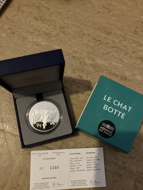 pièces de monnaie argent dix euros 2012 le chat beauté Rare 5000 Exp