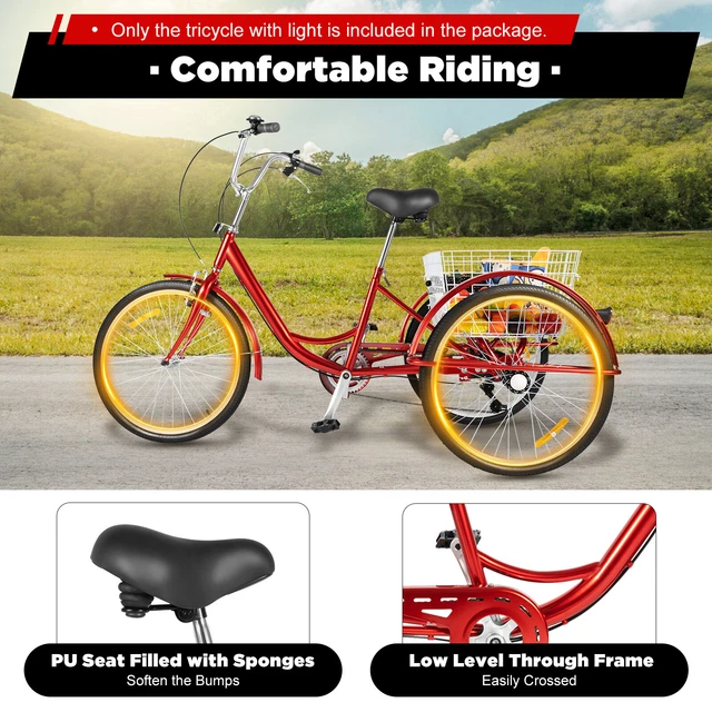 24 Zoll Dreirad Für Erwachsene - 8-Gang Mit Einkaufskorb