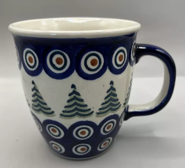 Handmade Polish Pottery Poland Ceramic Mug Jasinska Boleslawic Pine Tree 4”