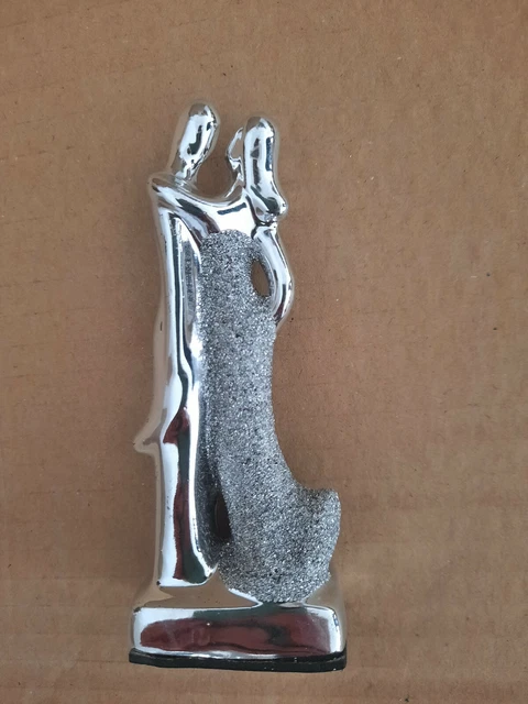 Figurine couple de mariés argentés décoration gâteau de mariage