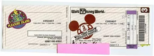 Walt Disney World 3 Day All 3 Parks Convention Passport Ticket Pleasure Island