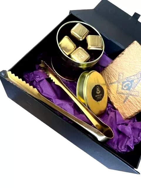 Masonic Personalised Freemason Gift Hamper Engraved Gold Set Luxury Monogrammed