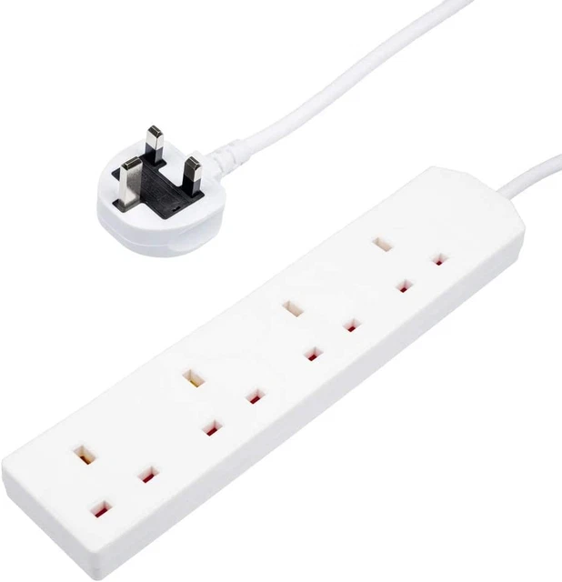 Plomo de extensión de 4 pandillas PRO ELEC PELB1808 15 m, blanco