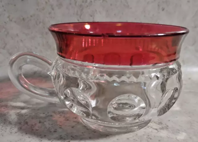 Tiffin-Franciscan Ruby Flash Cranberry Red Kings Crown Thumbprint Tea Cup