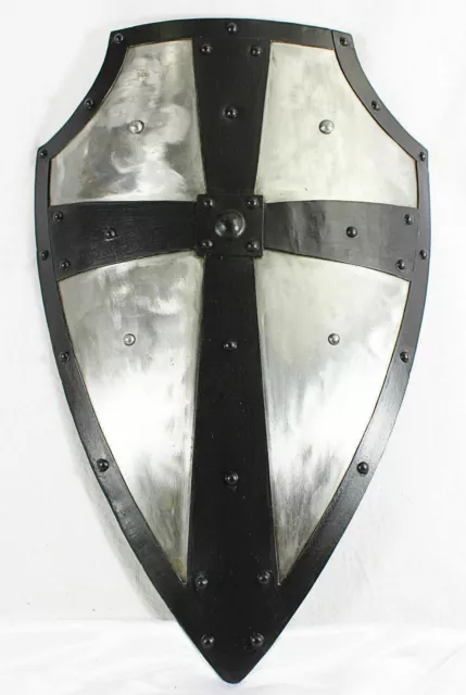 Hand-Forged Gothic LAYERED STEEL CROSS SHIELD Medieval Battle Armor
