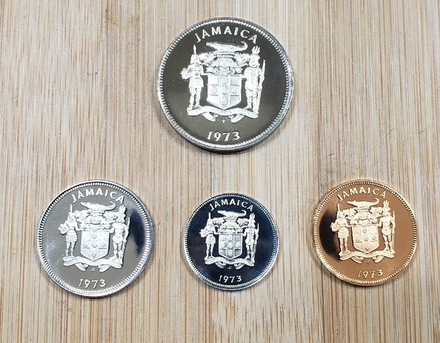 1973 Jamaica 20c,10c,5c and 1c Proof Coins