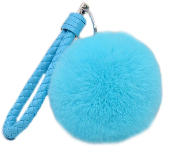 Pom Pom Rabbit Fur Ball Fluffy Ring Handbag Key Chain Bag accessories KeyChain