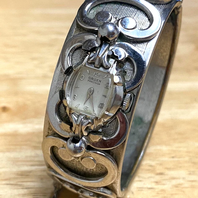 VINTAGE GRUEN PRECISION Lady 10k RGP Bezel Cuff Swiss Hand Wind