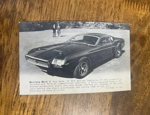 Vintage Mustang Mach I 1 1950/ 1960 Picture Card Made In USA Ford
