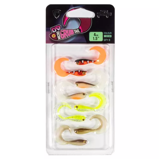 Fox Rage UV Micro Grub Mixed Pack 4cm - 8 Gummifische, Angelset Gummiköder Köder