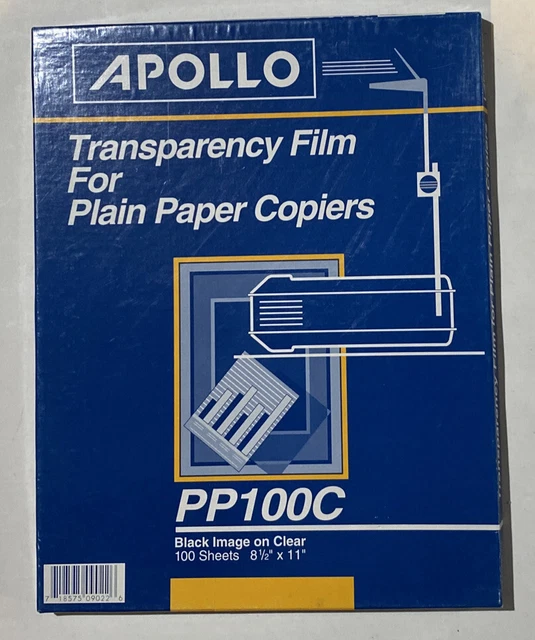 Apollo PP100C. Transparency Film For Plain Paper Copiers. 78 Sheets.
