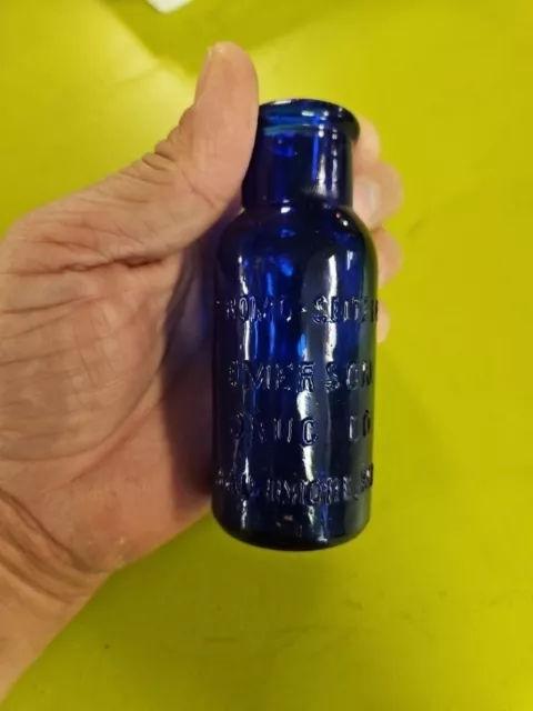 Cobalt Blue Bromo Seltzer Medicine Bottle Emerson Drug Co  Baltimore MD