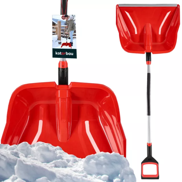 KOTARBAU® Schneeschaufel Kunststoff Schneeschieber mit Aluminium Stiel 144cm Rot