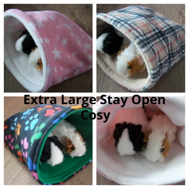 Stay Open**Cosy **Extra Large**Fleece Guinea Pig Bed Pouch Small Animal Hedgehog