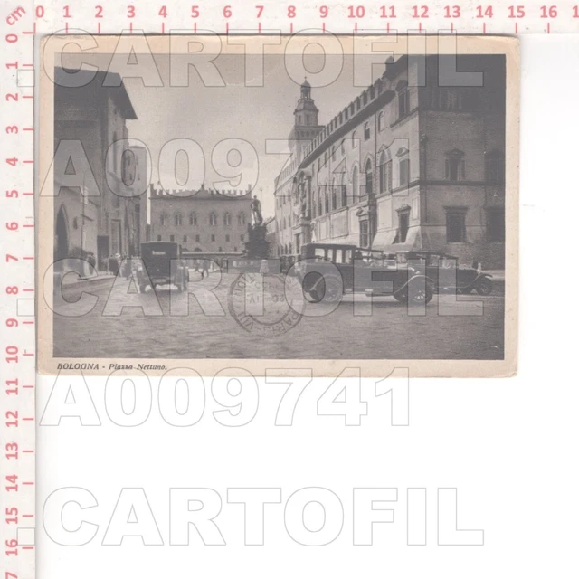 A9741 Bologna 1933 Piazza Nettuno Auto Epoca