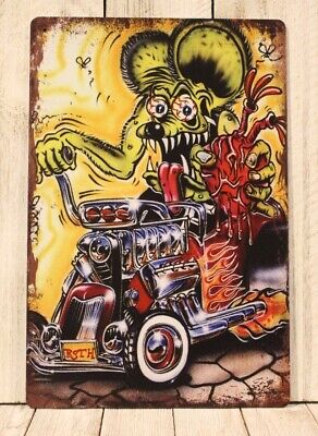 Rat Fink Tin Metal Sign Poster Vintage Look Hot Rod Racing Man Cave Garage 97 c