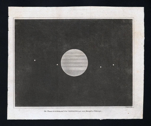 1809 Astronomy Print Jupiter & Satellites or Moons Solar System Planet Telescope