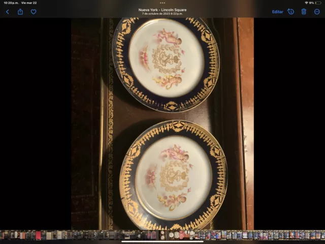 Pair Of Antiques Porcelain Plates.  Napoleon III, Chateaux De Tulleries