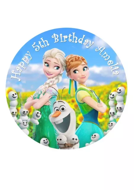 Frozen Fever Elsa Anna Olaf Kuchenaufleger essbar Eiszucker 7,5" Bild 3