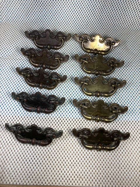 10 VINTAGE NATIONAL LOCK Drawer Pull Drop Bail Furniture Handle Hardware 3" SPAC