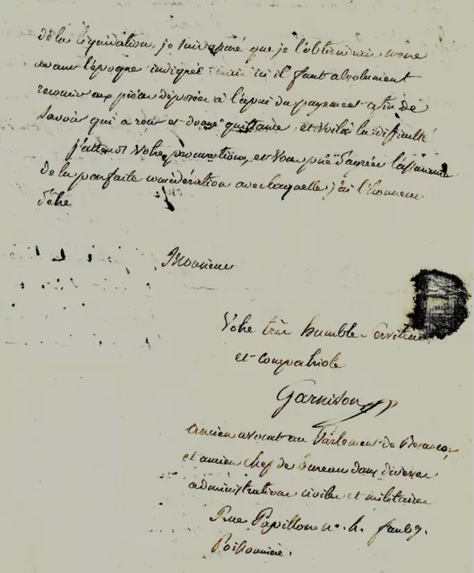 1810 Lettres Paris liquidation office d'huissier PAJOT Besançon GARNISON à Paris 2