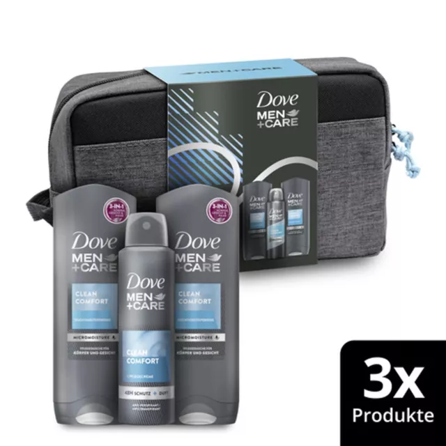 Dove Men+Care Geschenkset Clean Comfort Duschgel und Deo mit Kulturtasche