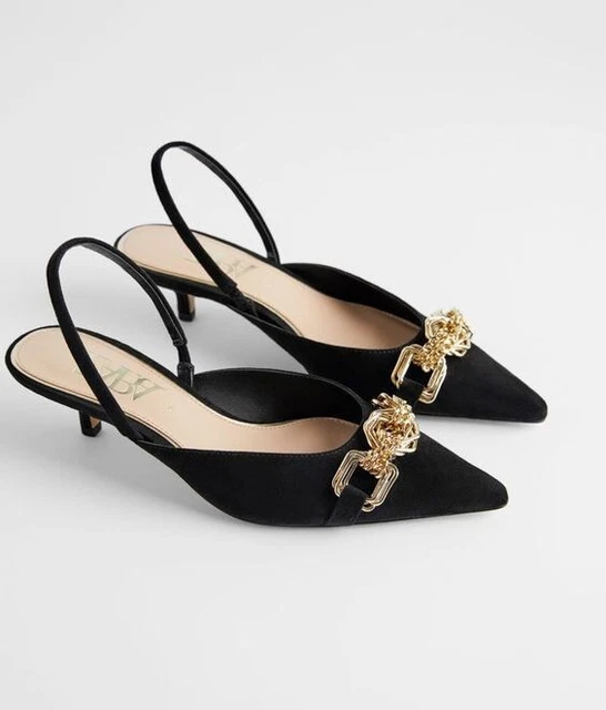 Zara black hot sale slingback shoes