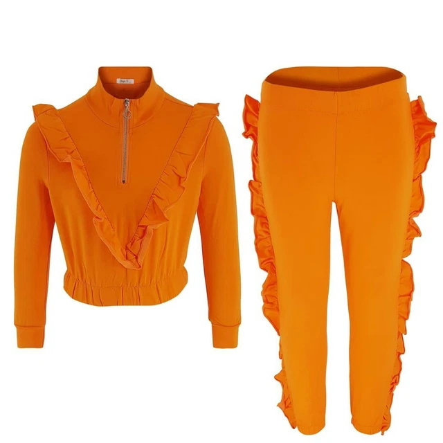 Set salotto bambina bambini arricciacapelli arancione arricciacapelli set abbigliamento 3-13 anni Regno Unito