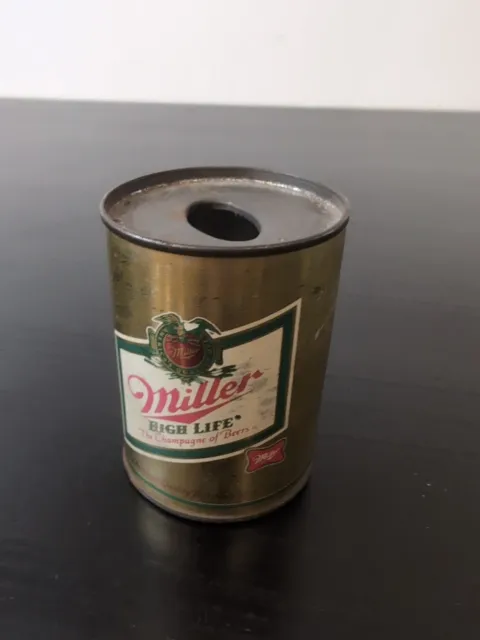 Miller High Life Beer Can Steel Mini Can Bank 2-3/4in Tall / Bic Lighter Holder