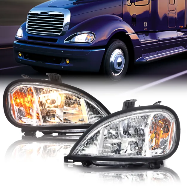 Freightliner Columbia Headlight 1996-2017 Right Left Pair Side Set with All Bulb