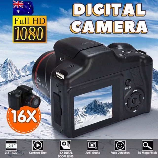 Digital SLR Camera 16X Zoom 1080P Vlogging Video Camera 2.4 Inch TFT LCD Screen